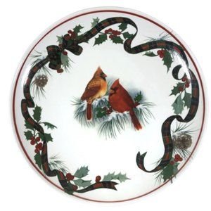 Christmas Cardinal Decorative Plate Mistletoe Mountain
